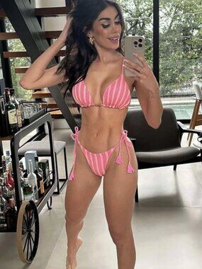 String Pink Bikini Set – Brazilian Style Swimsuit – Cheeky Knit Two-Piece